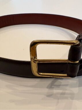 Classic brown leather Coach unisex belt with a gold buckle brass-size 30-office